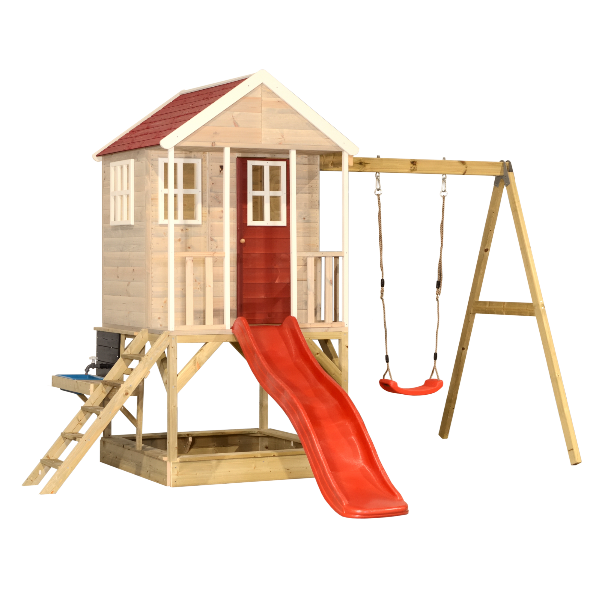 M10R-K Nordic Adventure House with Platform, Slide and Single Swing + Kitchen Attachment