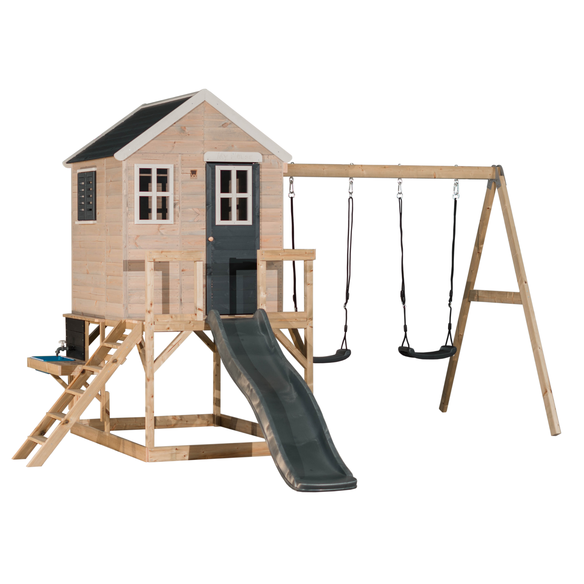 Wendi Toys M28-K My Lodge with Platform, Slide and Double Swing + Wendi Toys M28-K My Lodge with Platform, Slide and Double Swing +