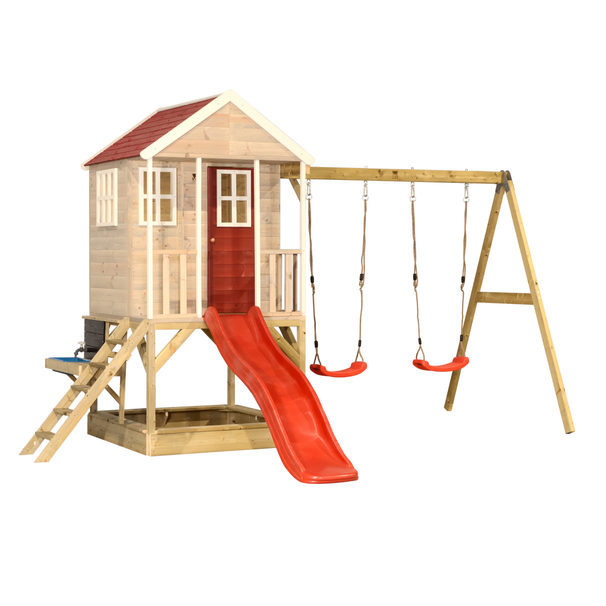 M30R-K Nordic Adventure House with Platform, Slide and Double Swing + Kitchen Attachment