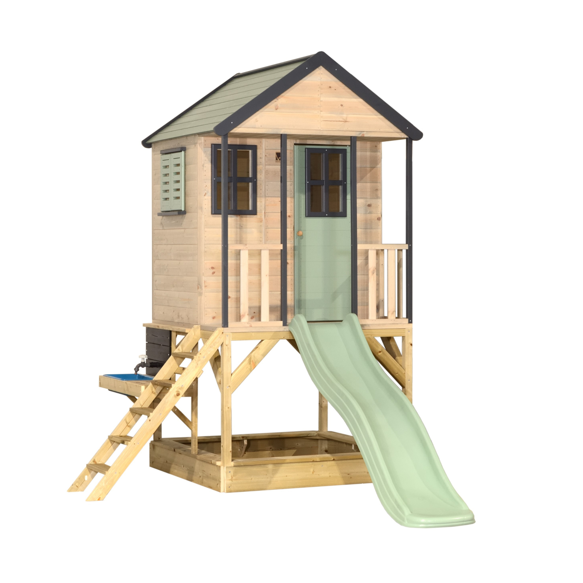 M48-K Adventure Cottage House with Platform and Slide + Kitchen Attachment