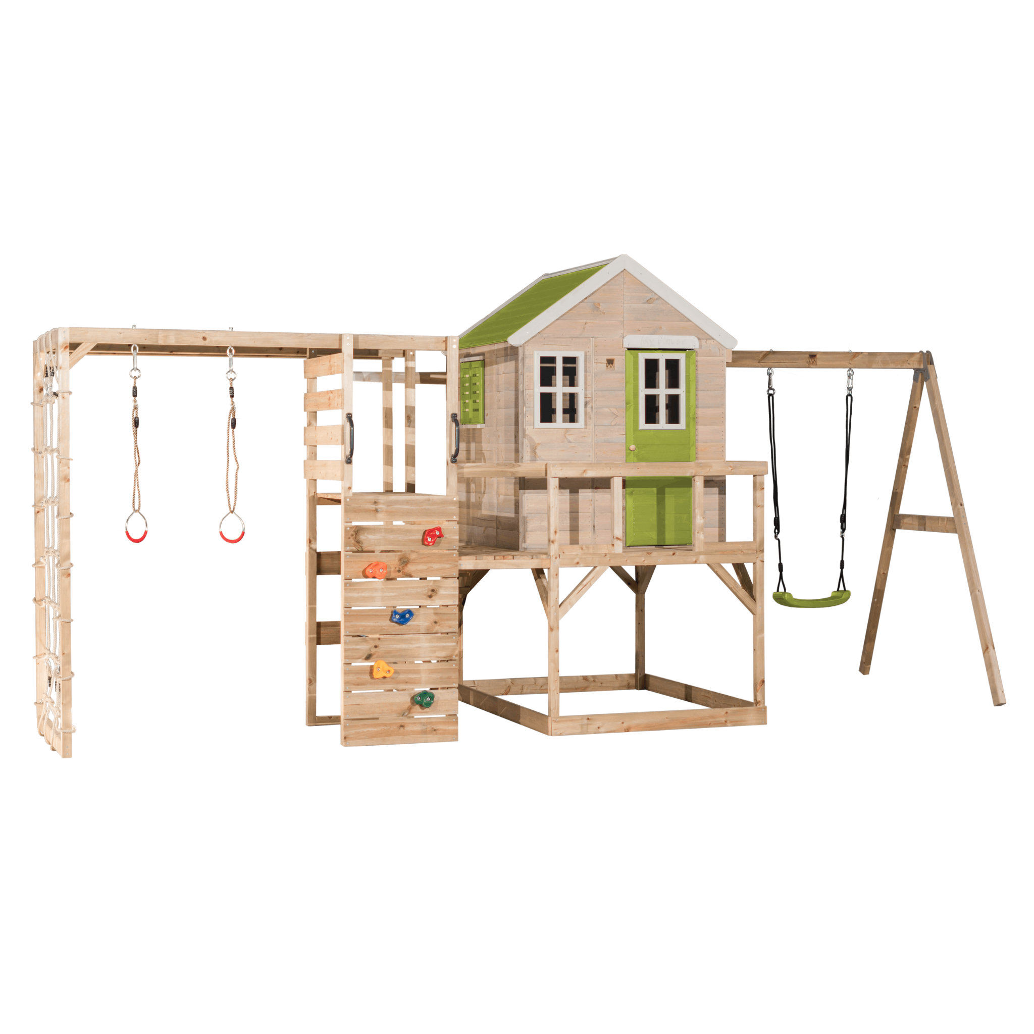 Wendi Toys M23L-G My Lodge with Platform and Single Swing + Gym Attachment