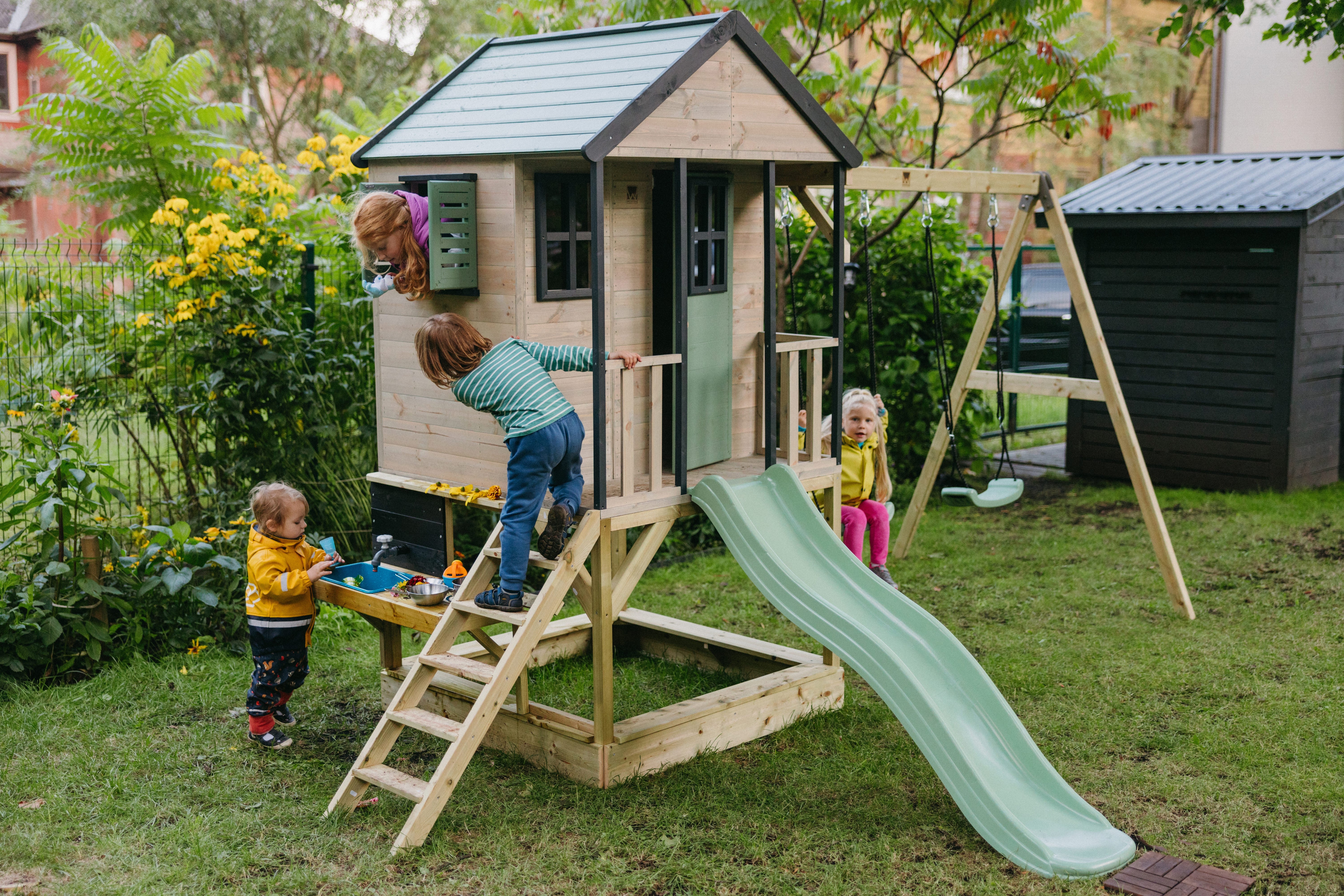 Wendi Toys M60-K Adventure Cottage House with Platform, Slide and