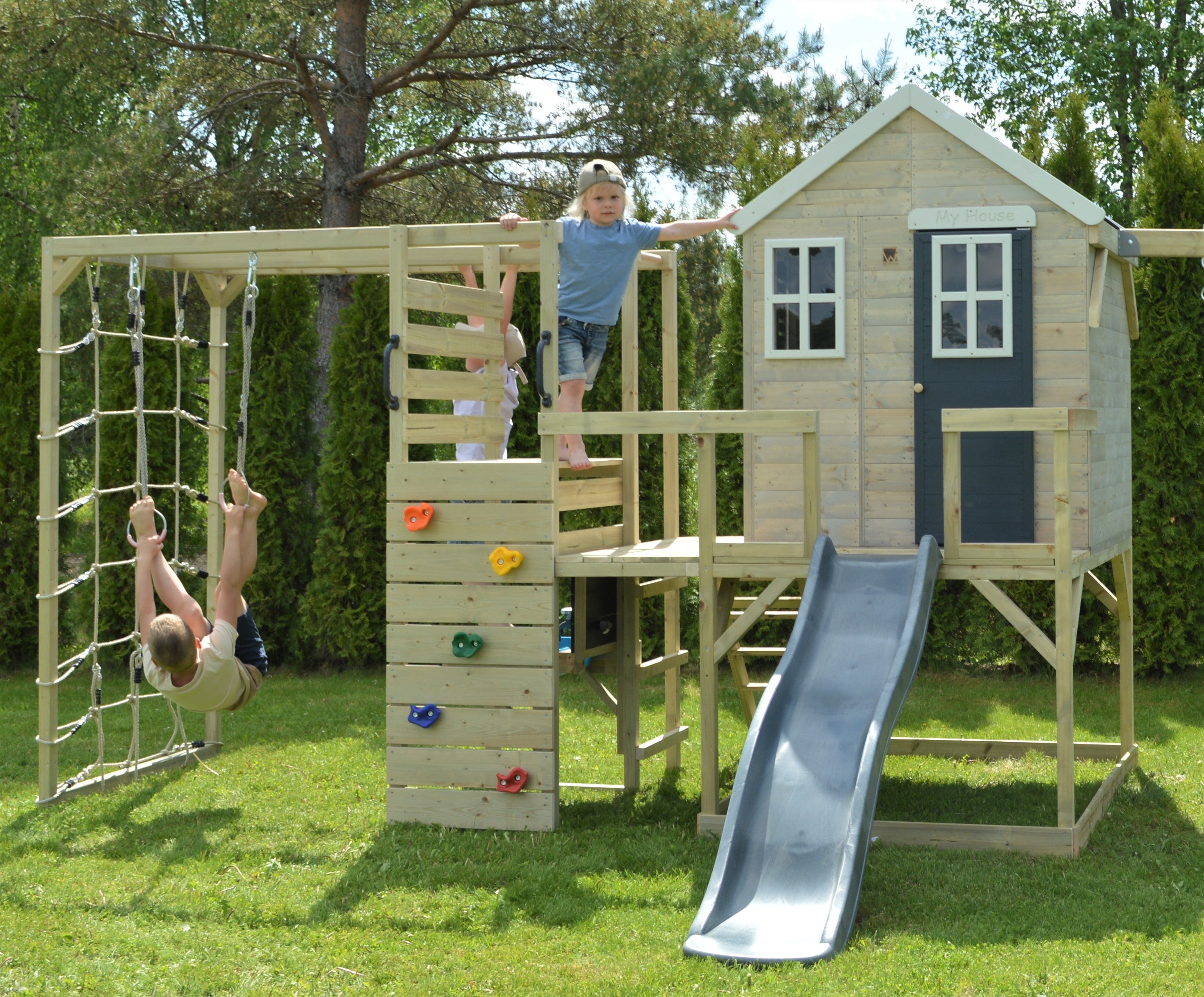 Wendi Toys M28-G My Lodge with Platform, Slide and Double Swing +