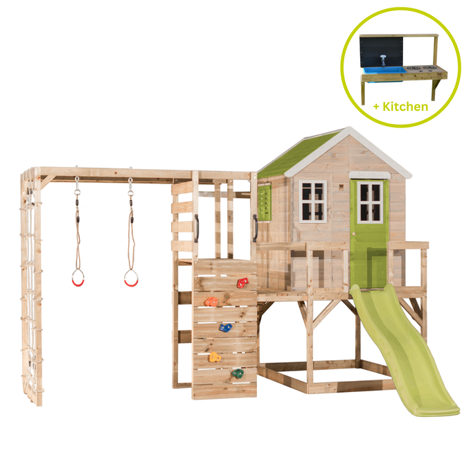 M22-GK My Lodge with Platform and Slide + Gym & Kitchen Attachment