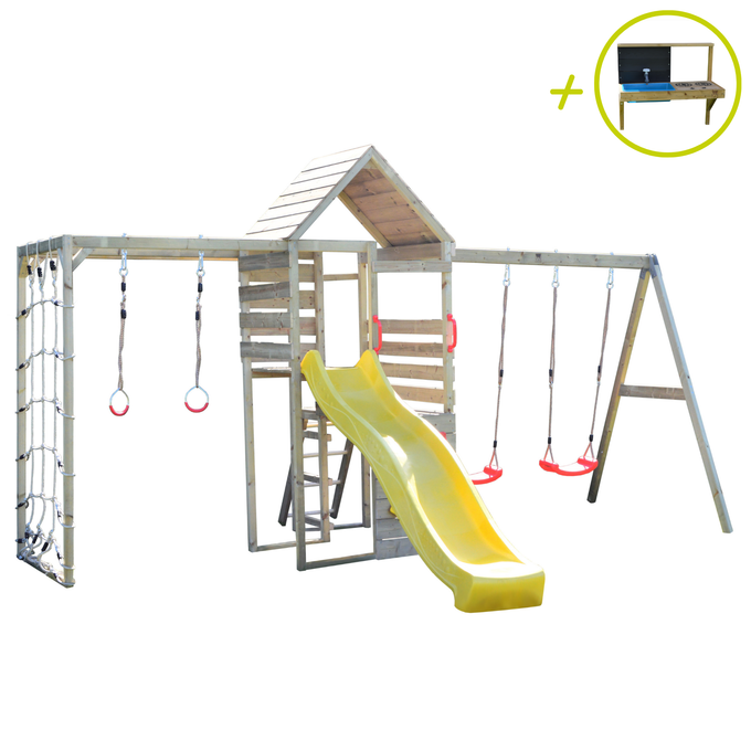 M42-K Climb Tower Set with Double Swing and Gym & Kitchen Attachment