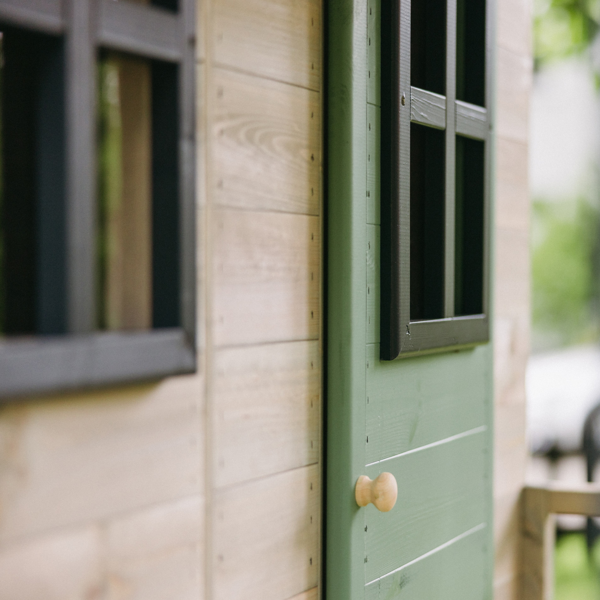 M60-G Adventure Cottage House with Platform, Slide and Double Swing + Gym Attachment