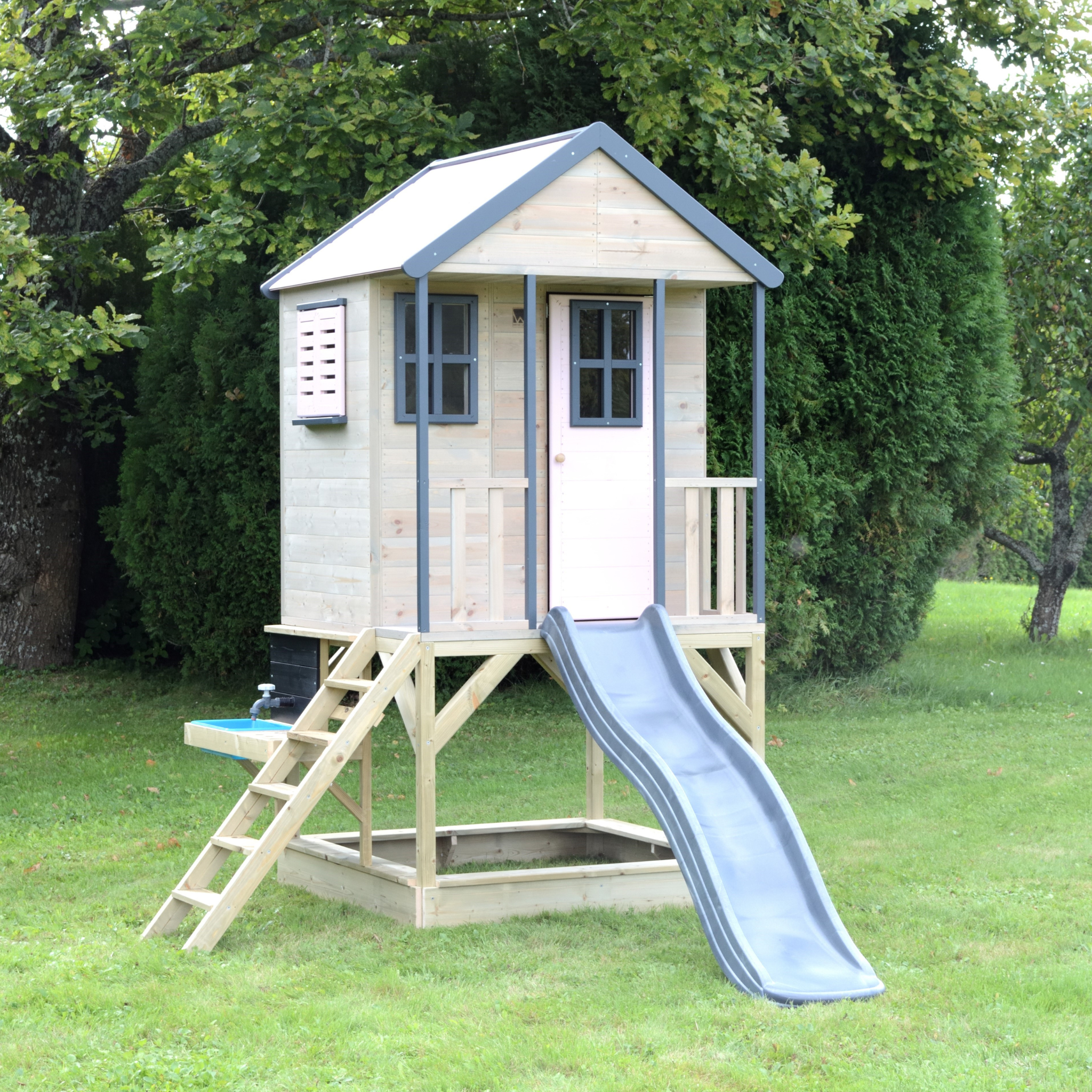 M48-K Adventure Cottage House with Platform and Slide + Kitchen Attachment