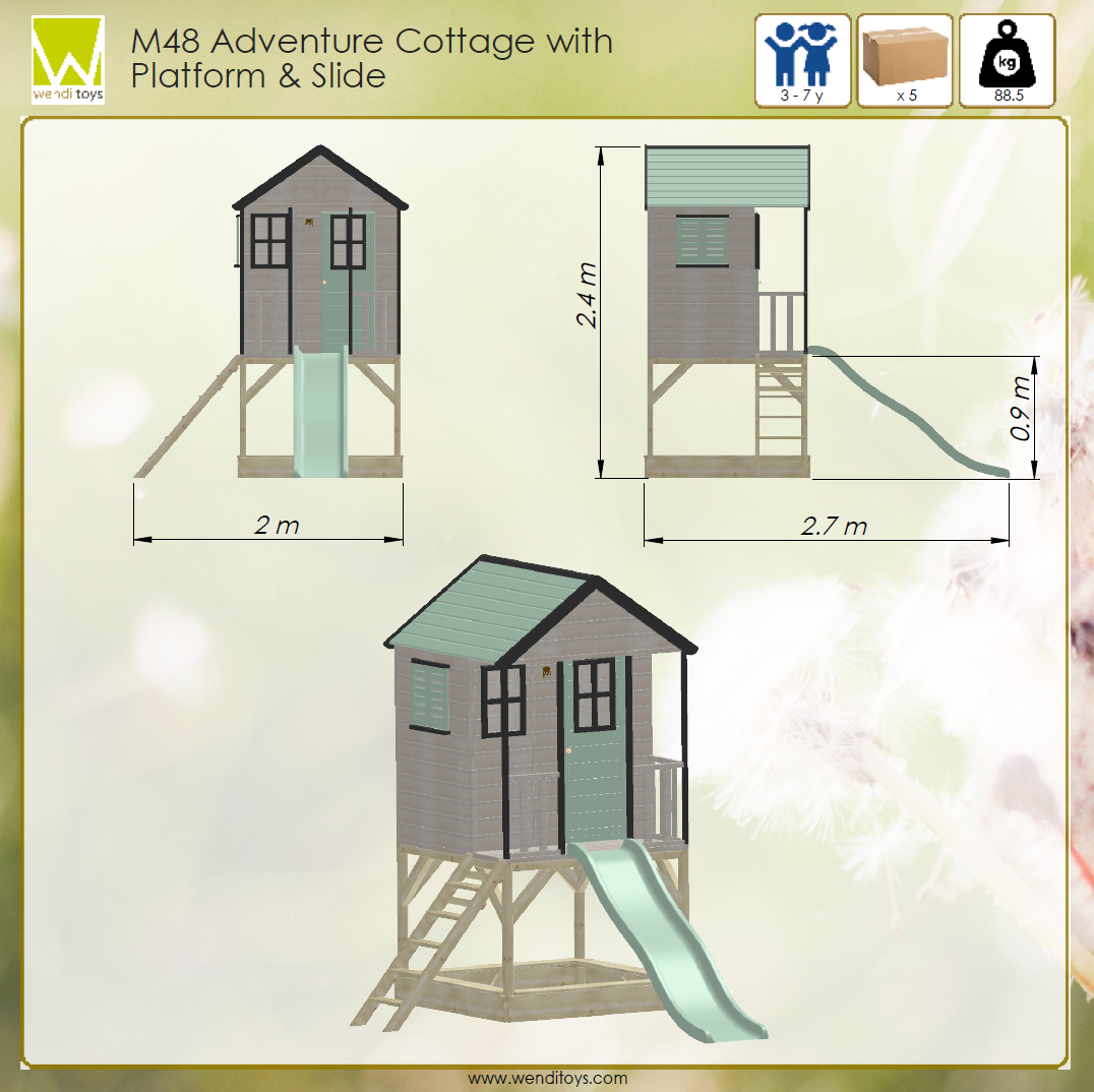 M48 Adventure Cottage House with Platform and Slide