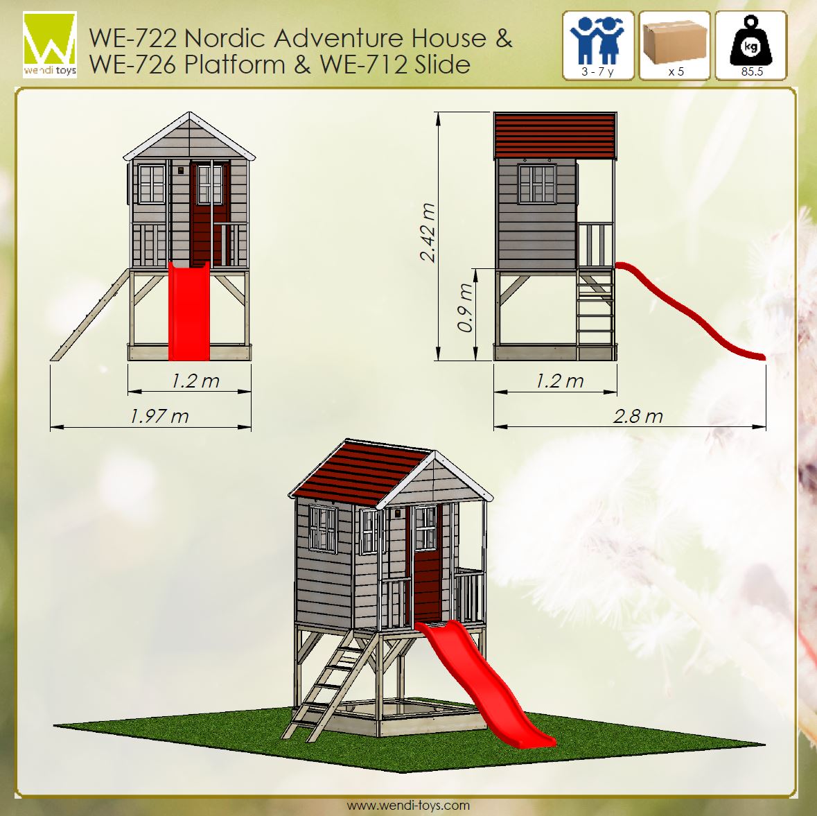 M8R Nordic Adventure House with Platform and Slide