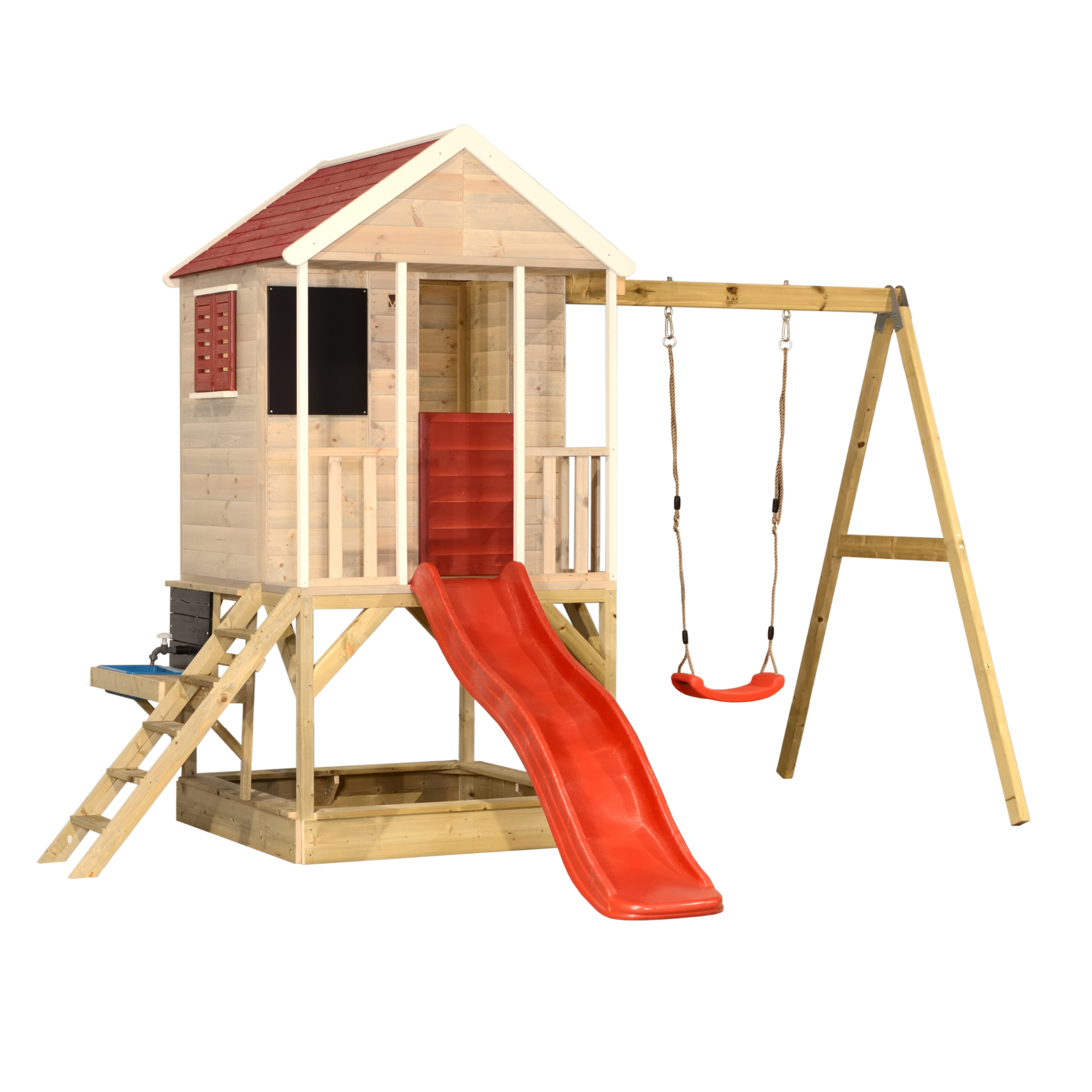 M9R-K Summer Adventure House with Platform, Slide and Single Swing + Kitchen Attachment